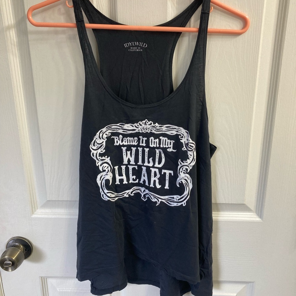 IDYLWILD Retro Black Cotton tank top Size~L. NWOT